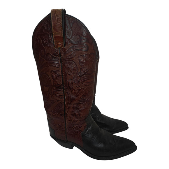 Vintage leather 2 tone Code West Cowboy boots sz 7 - Picture 3 of 7